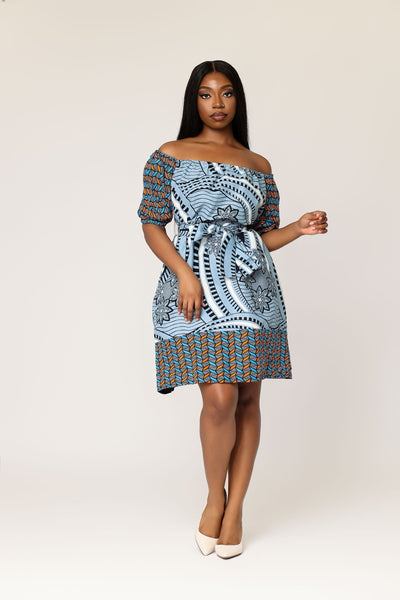 Mobo Off Shoulder African Print Dress