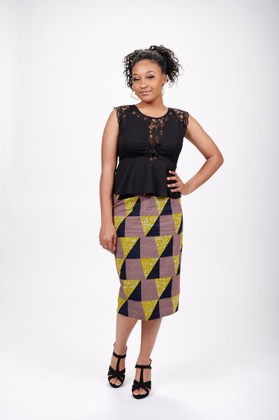 Marian African Print Skirt