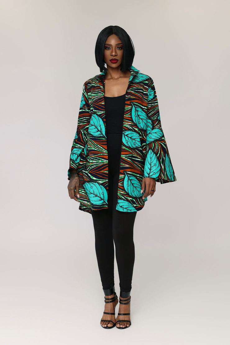 african shirt dress designs African Print Shirt Dress With a Dipped Hem Back