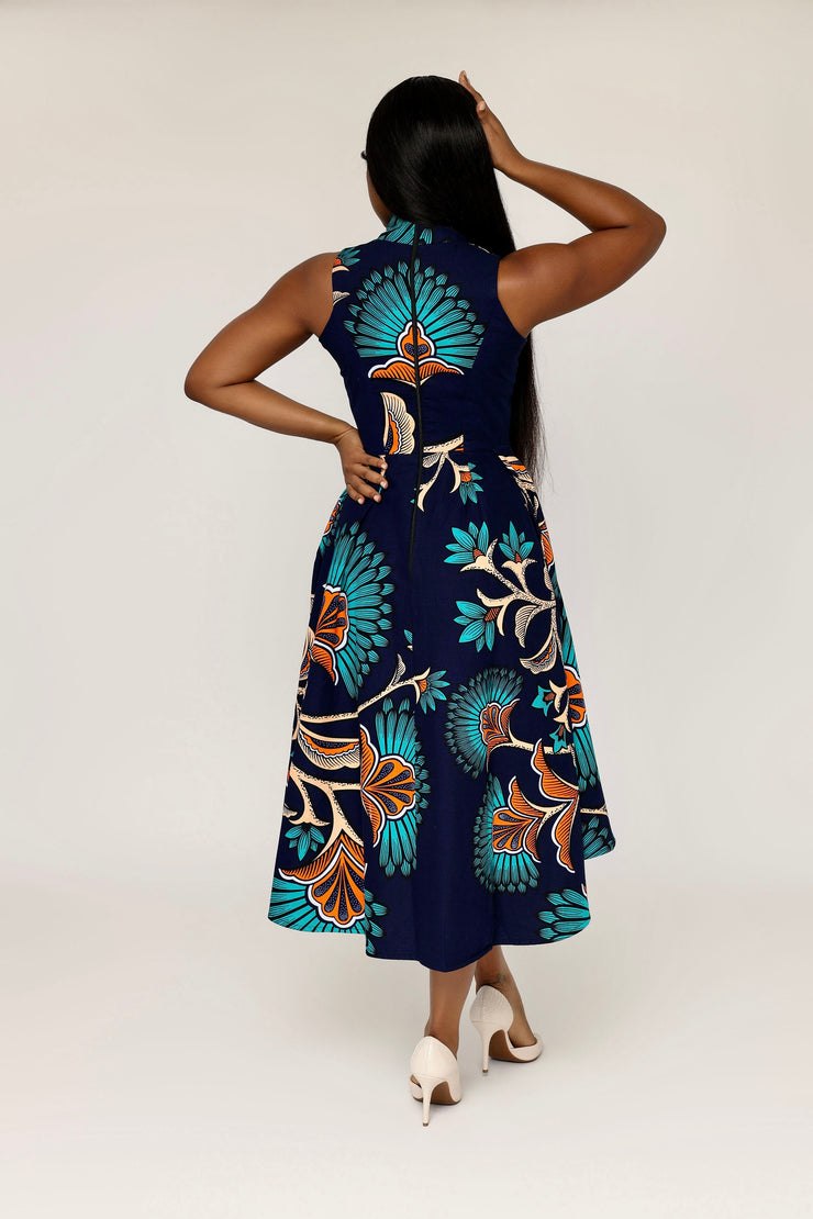 pleated african dress designs Ankara Dress African Women Dress Pleated Waist Patches Dress African Fashion Afrcan Clothing African Ankara, African Wears, African Dress