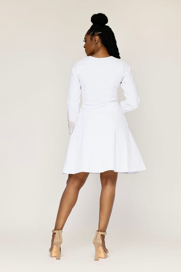 Toye (White) African Embroidered Jacket Dress