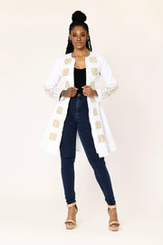 Toye (White) African Embroidered Jacket Dress