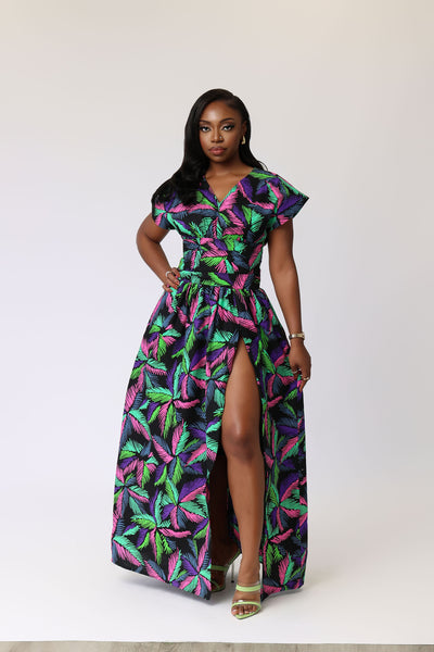 Talabi African Print Halter Neck Dress