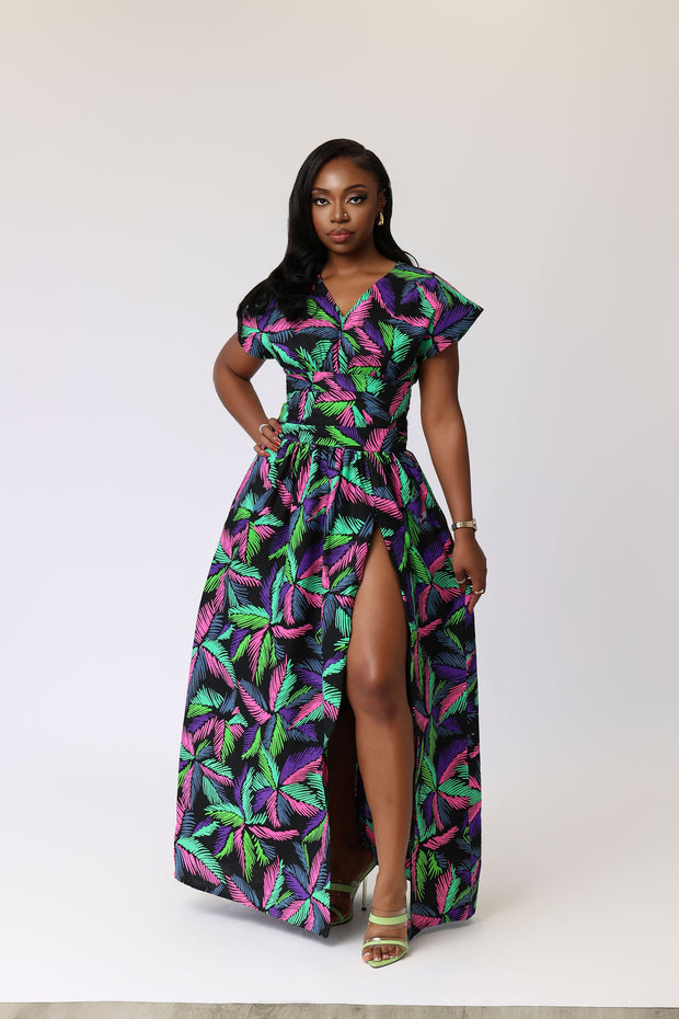 Talabi African Print Halter Neck Dress