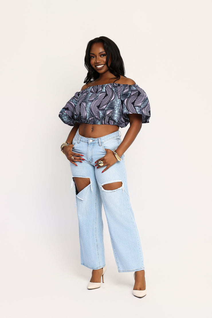 Moni African Print Off Shoulder Top