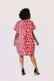 Nola African Print Dress (Wine and White)