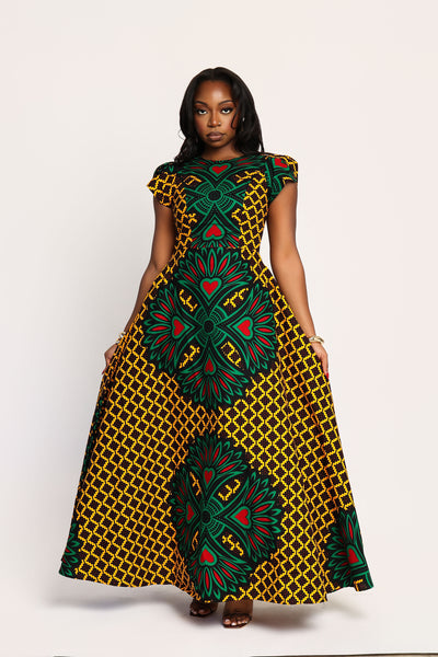 Juwon African Print Maxi Dress