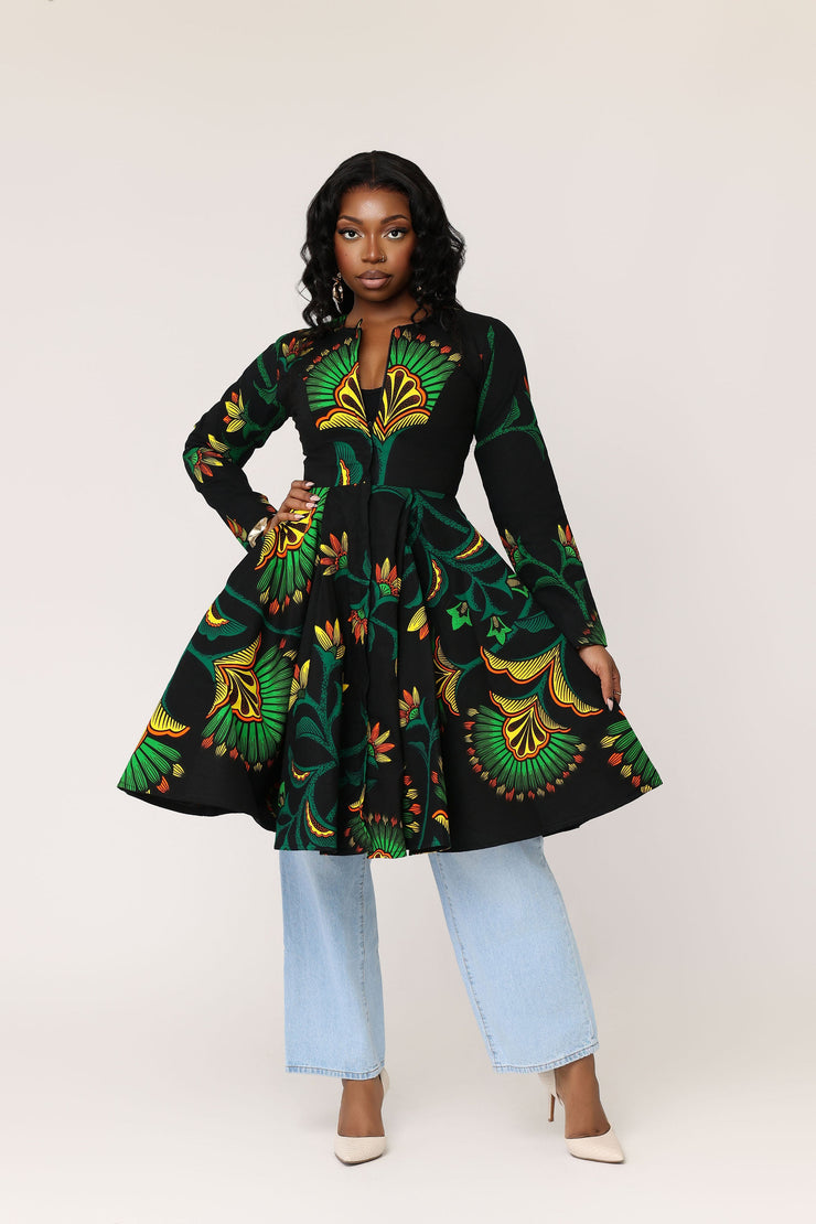 Awolowo (Black) Women's African Print Jacket Dress