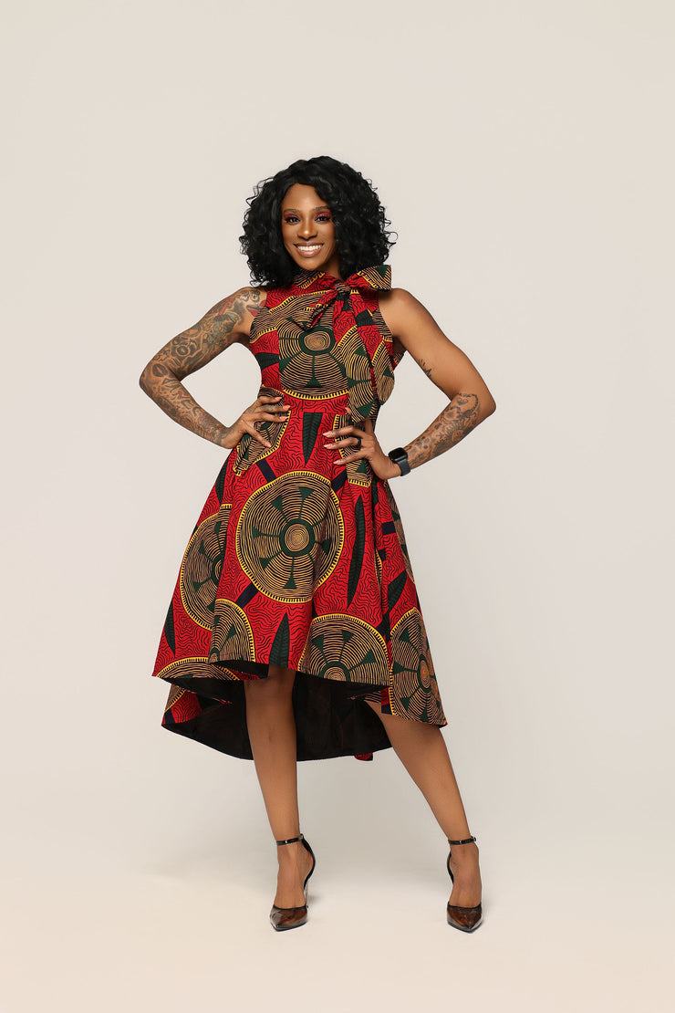 red and gold african dress Moni Print – Ray Darten Formal dresses for women Snow Day Dress to Prom Dress Color:DUSTYROSE
