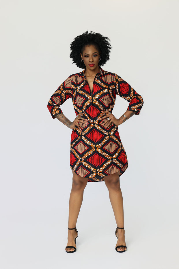 Ipade African Print Shirt Dress