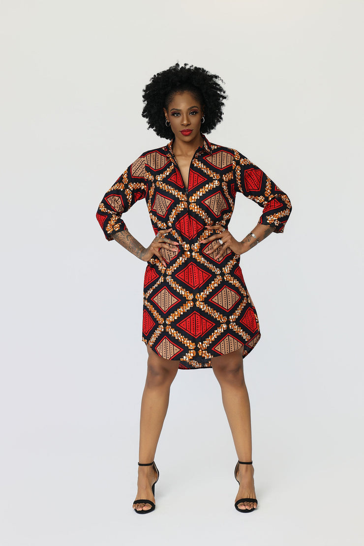 Ipade African Print Shirt Dress