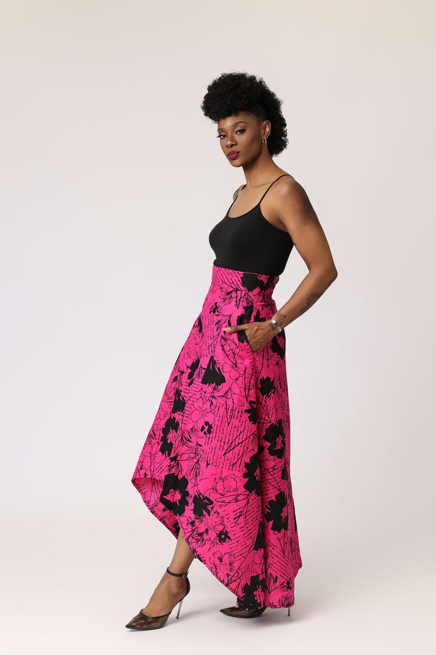 Fela high-low African Print Skirt