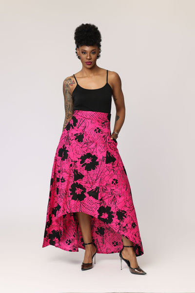 Fela high-low African Print Skirt