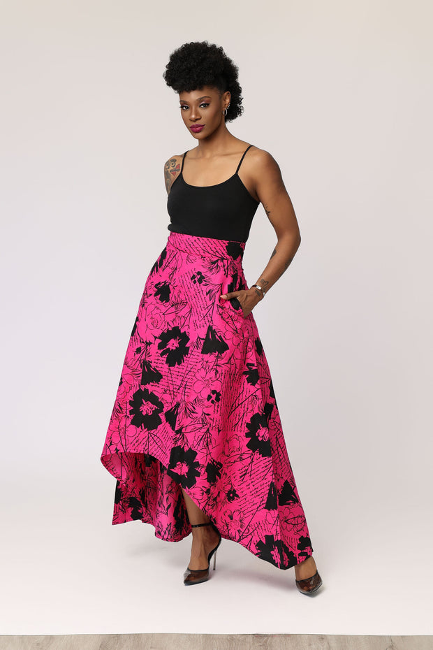 Fela high-low African Print Skirt