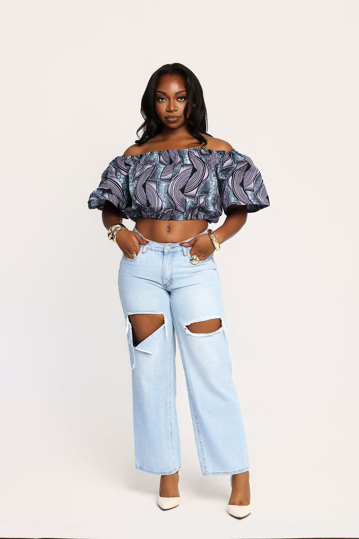 Moni African Print Off Shoulder Top