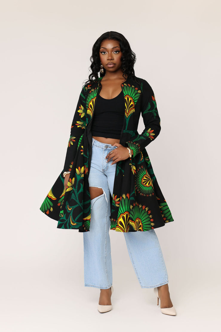 Awolowo (Black) Women's African Print Jacket Dress