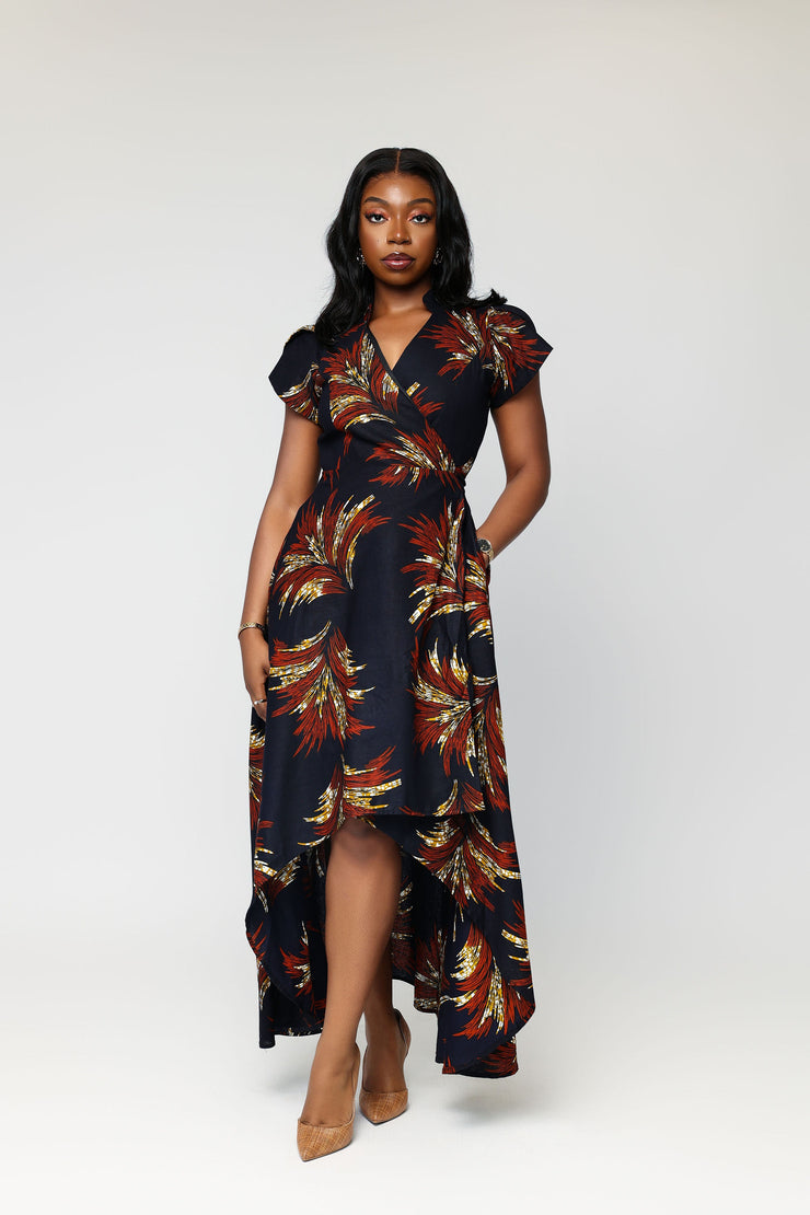 Ikore African Print Wrap Dress 4X