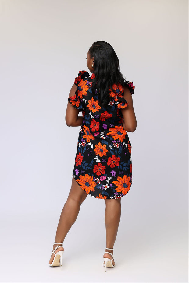 Atan African Print Shirt Dress