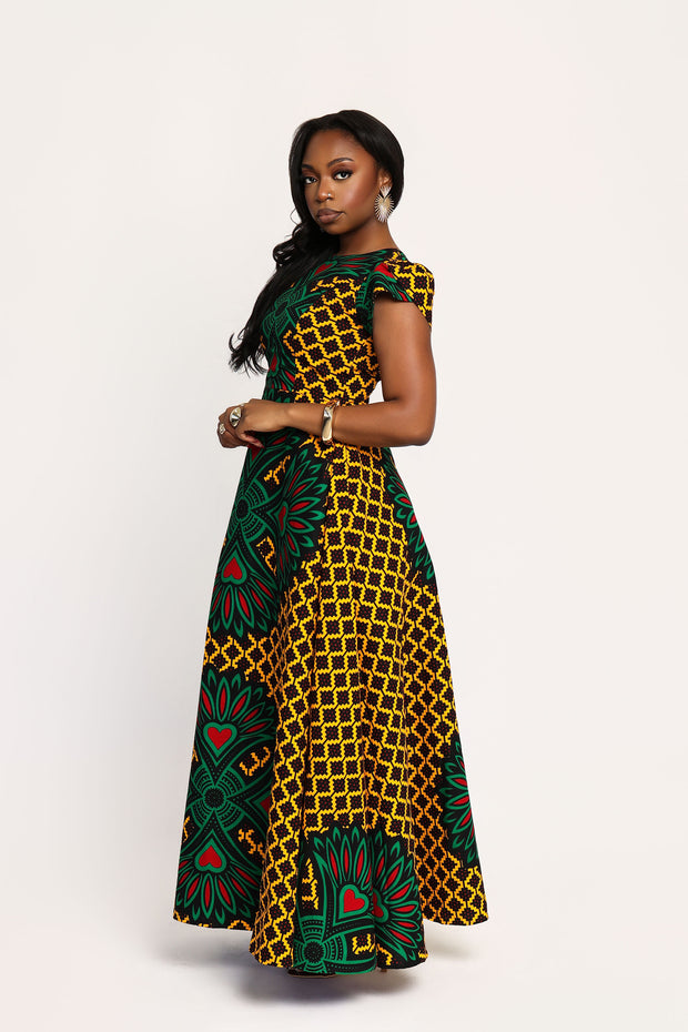Juwon African Print Maxi Dress