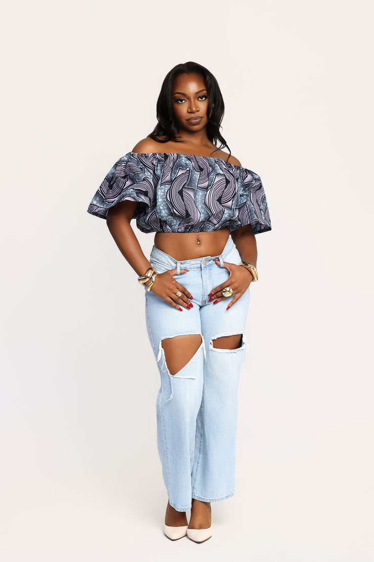 Moni African Print Off Shoulder Top