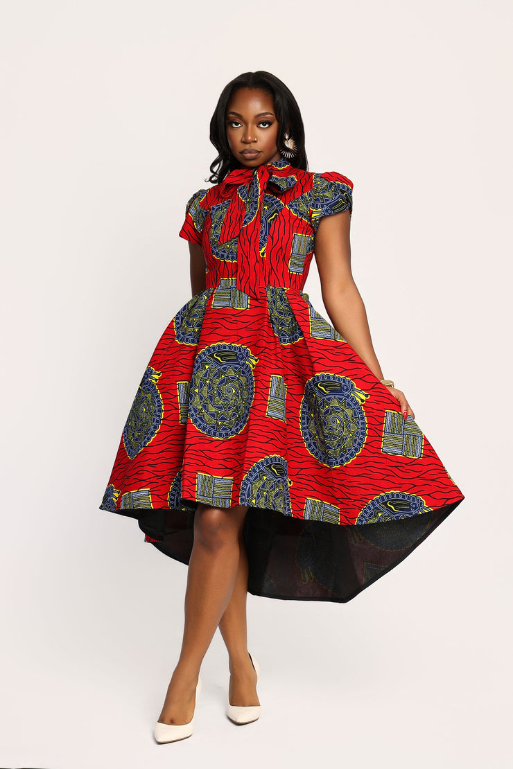 red and black african dresses Luxury African Fashion 2026: Red & Black Peplum Ankara Dress