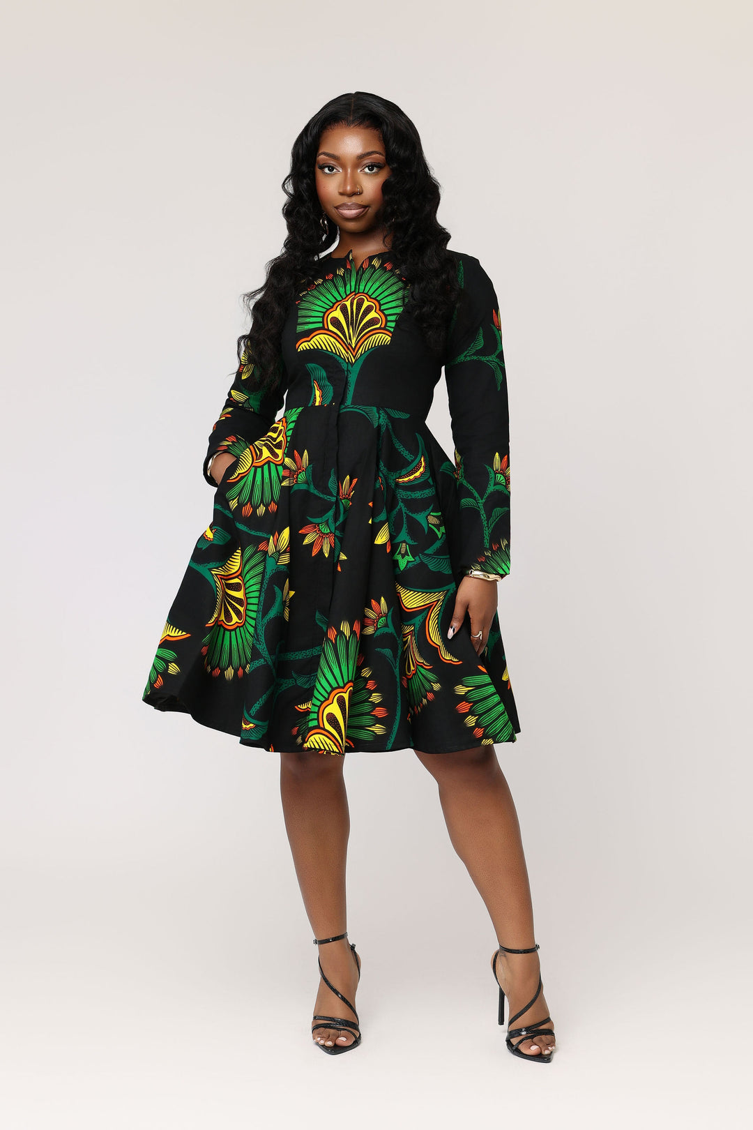 Awolowo (Black) Women's African Print Jacket Dress Awolowo (Black) Women's African Print Jacket Dress