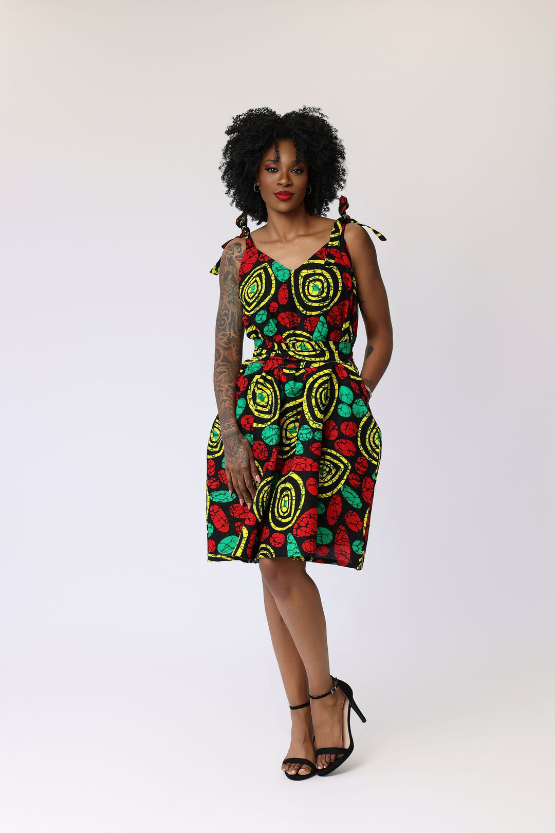 a line african print dress Elegant African Print Dress Round Neck Seven Sleeve Splice Fashionable Women's New Style Dress Polyester Lycra Fabric A-Line Skirt