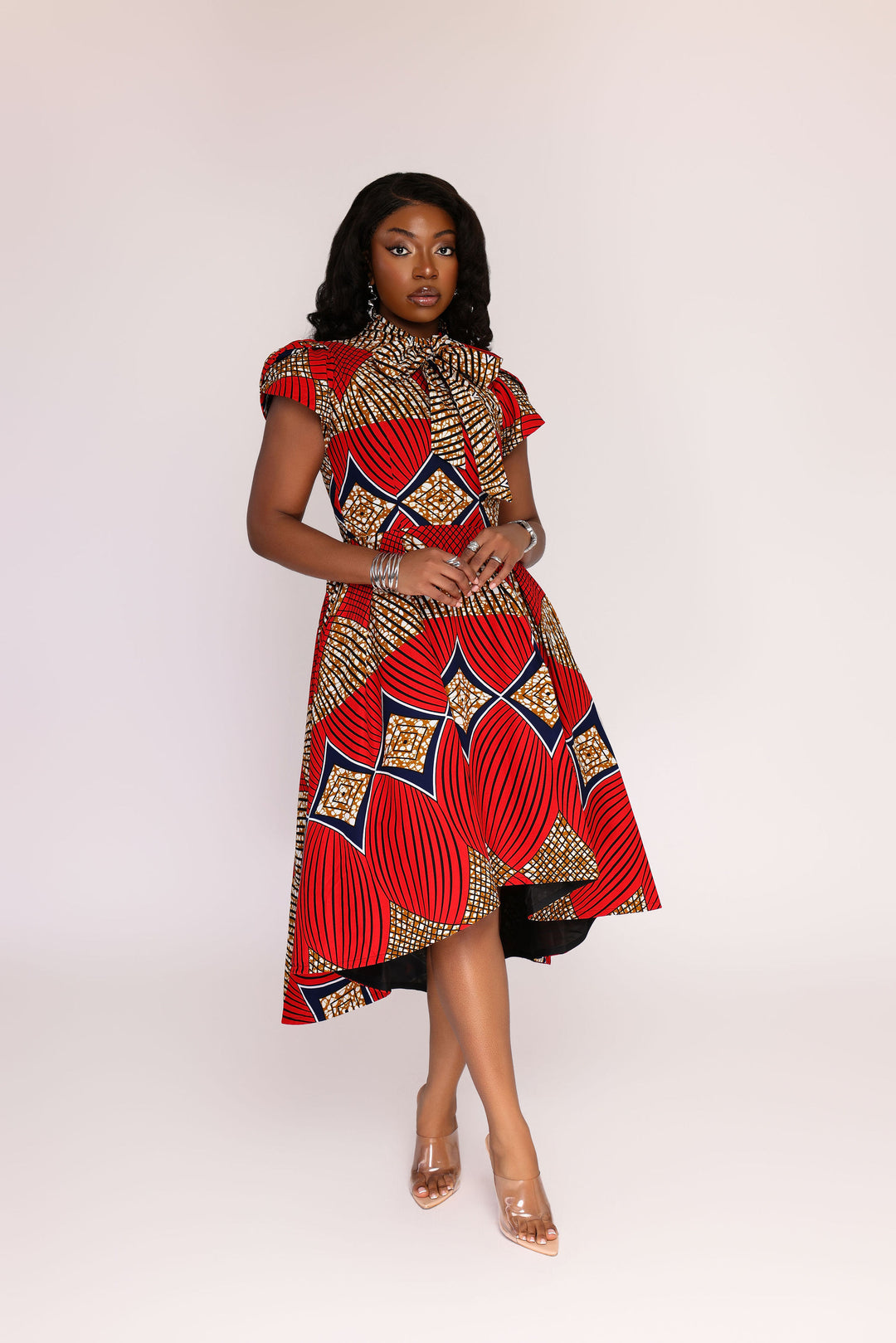 kente formal dress African Print Kente Prom Dress-Blue