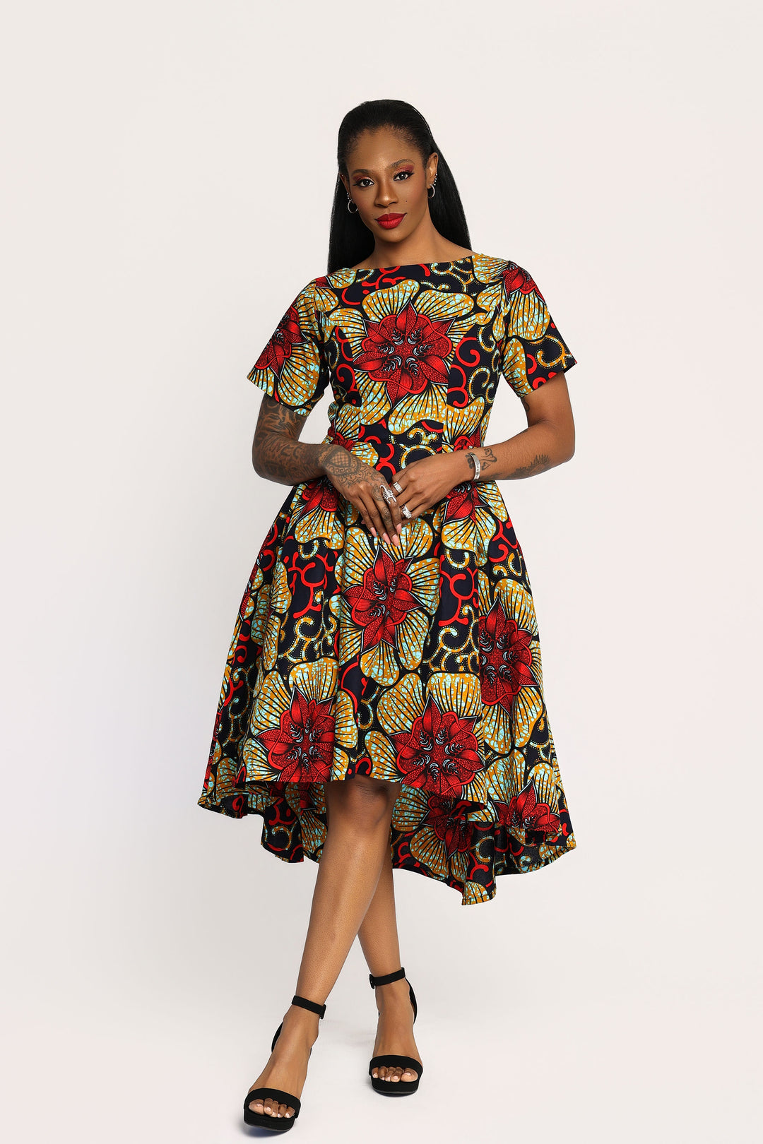 Shoulder Modern African Print Clothing African Ankara Midi Knee Length Dress, African Clothing African Print Dress Shoulder Modern African Print Clothing African Ankara Midi Knee Length Dress, African Clothing African Print Dress