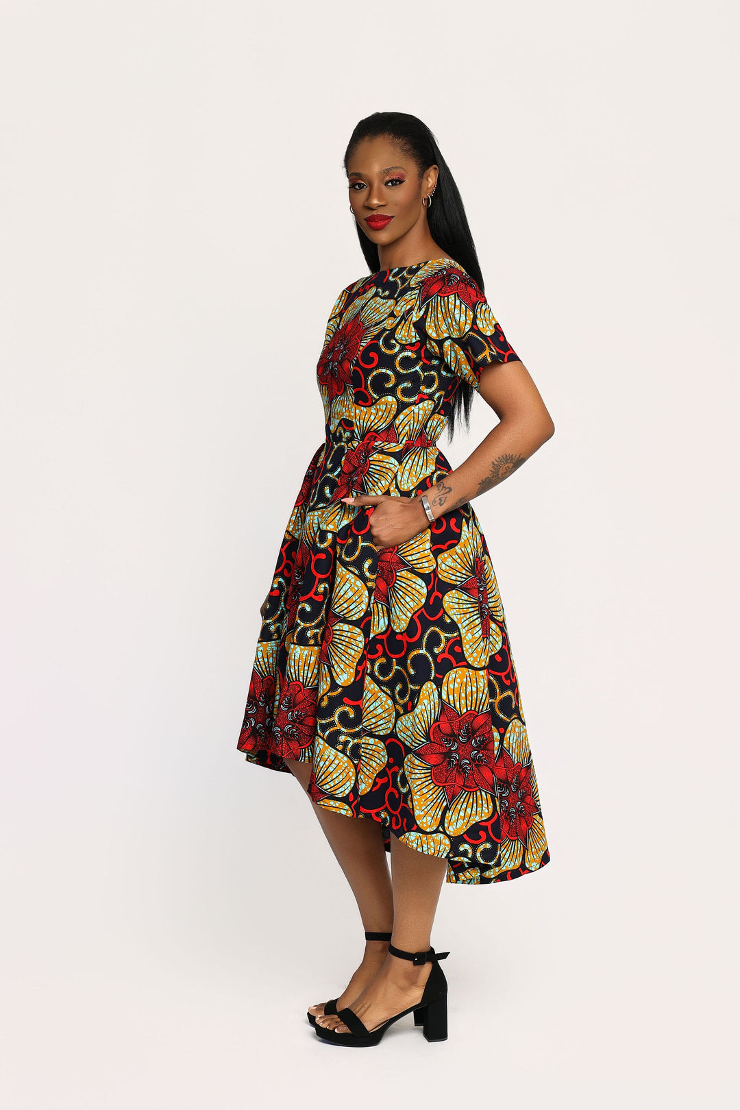 knee length african print dresses Gbemi Dress S 3 piece wedding suit