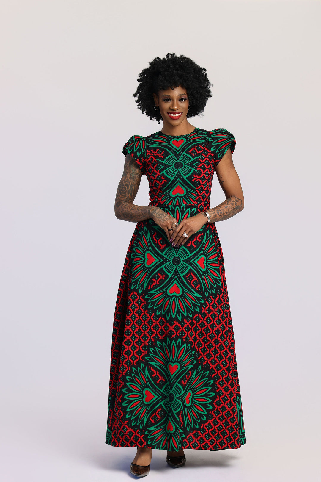 open lace back dress African Print Sleeveless Flared Maxi Dress main image 1
