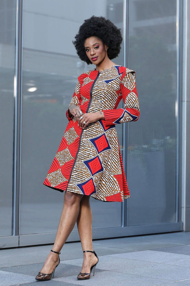 Ashafa African Print Jacket Dress - Ray Darten
