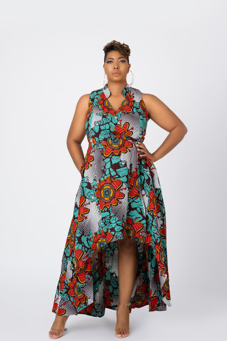 Ife African Print Wrap Dress