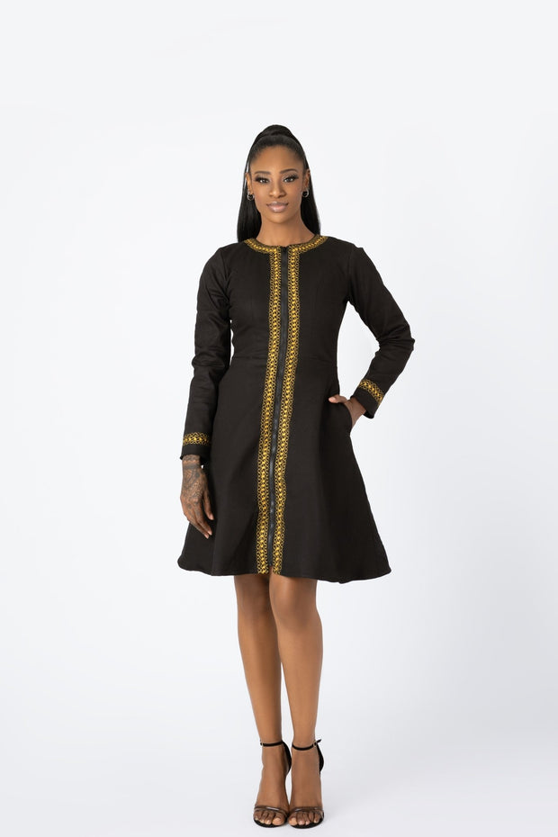 Asake African Embroidered Jacket Dress - Ray Darten