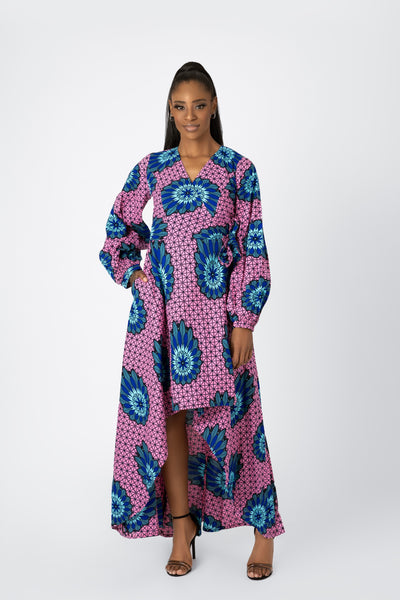 Folawe African Print Wrap Dress
