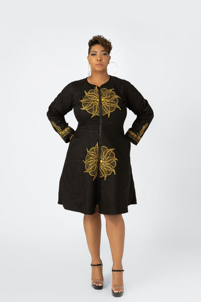 Ajiini African Embroidered Jacket Dress - Ray Darten