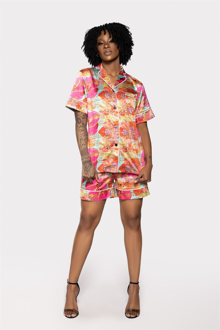 Kita Women's Silk Satin African Print Pajama set
