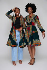 Omidan (Green) Dashiki African Print Jacket Dressc - Ray Darten