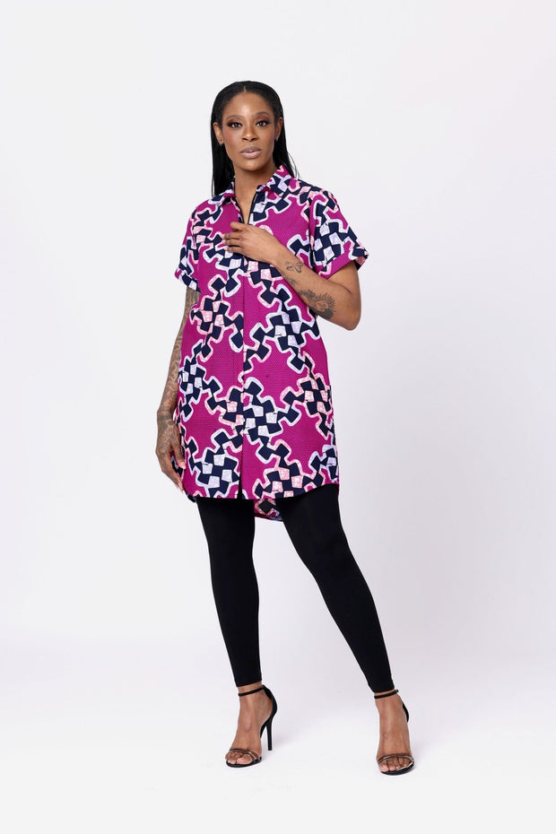 Kudi African Print Shirt Dress - Ray Darten