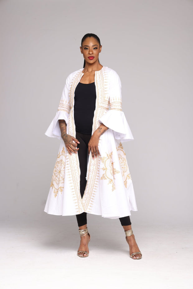 Adesoye Jacket Dress (White) - Ray Darten