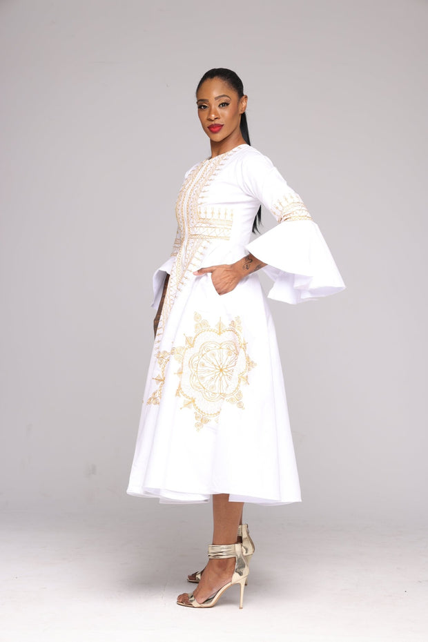 Adesoye Jacket Dress (White) - Ray Darten