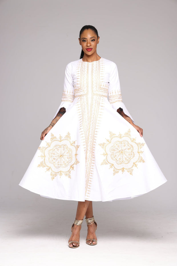 Adesoye Jacket Dress (White) - Ray Darten