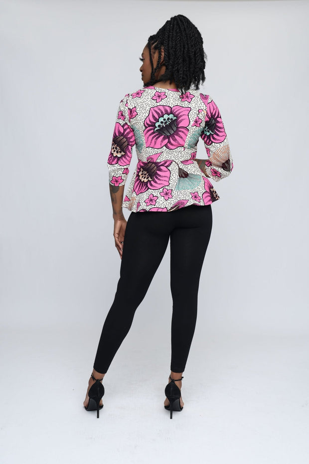 Titi African Print Peplum Top - Ray Darten