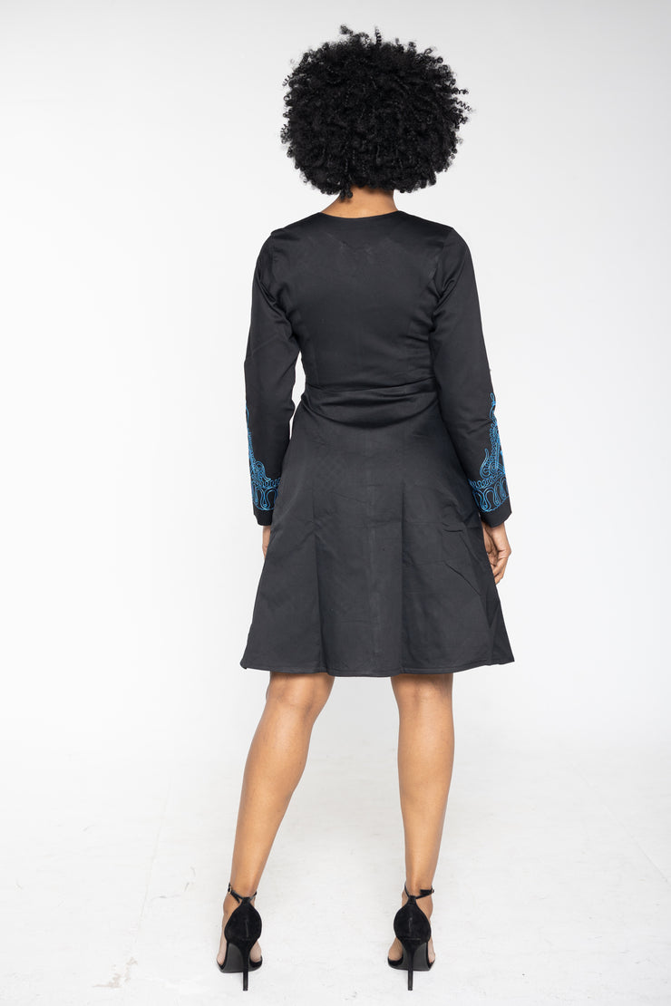 Toye (BLUE) African Embroidered Jacket Dress
