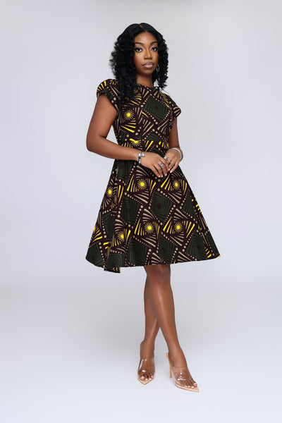 slim fit dress slacks Adeola Ankara Maxi Dress |Yellow and Black African Print – M.A.DKollection main image 0