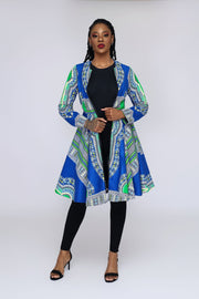 Omidan (blue) Dashiki African Print Jacket Dress - Ray Darten