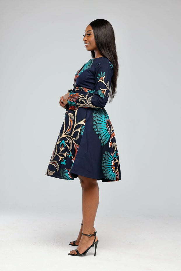 Awolowo Women's African Print Jacket Dress - Ray Darten