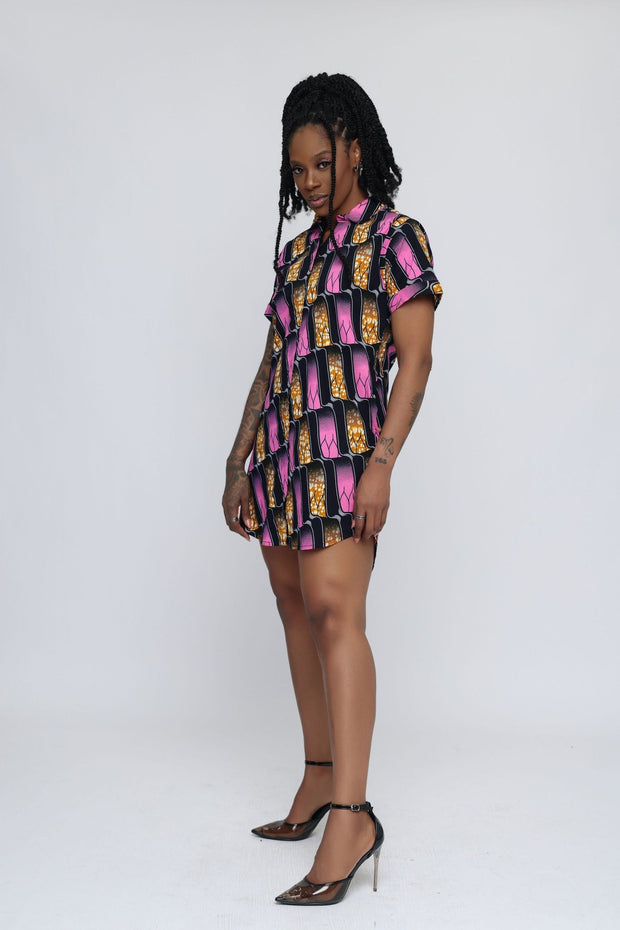 Ayoni African Print Shirt Dress - Ray Darten