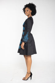 Toye (BLUE) African Embroidered Jacket Dress