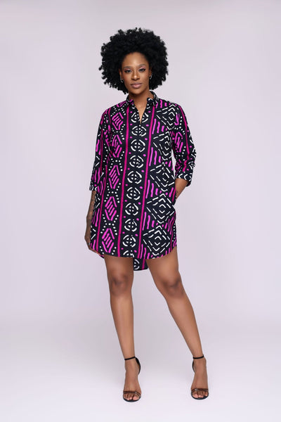 Alaba African Print Shirt Dress - Ray Darten